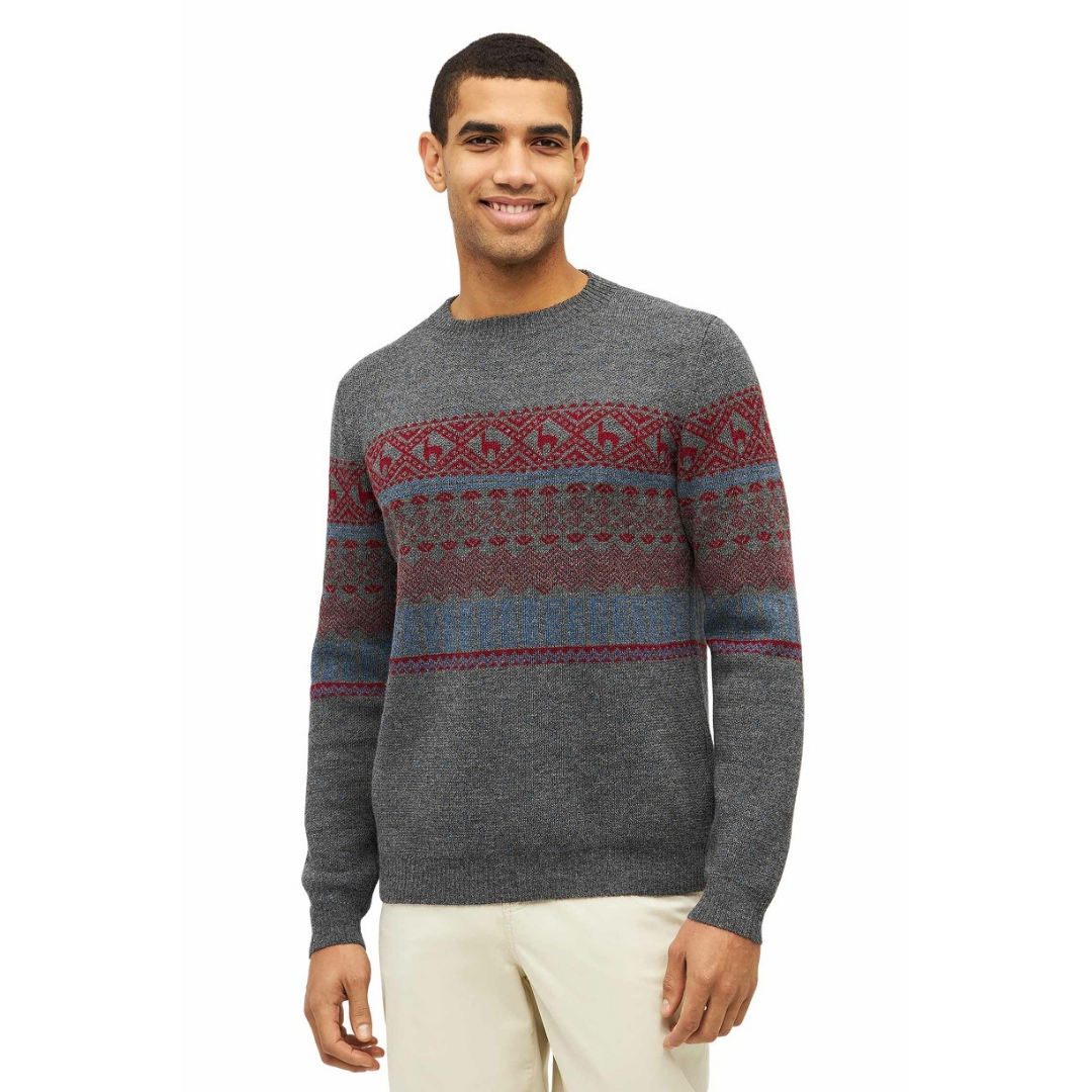 Apu Kuntur - Alpaka Pullover Herren NEVADA – Norweger-Stil aus Baby Alpaka