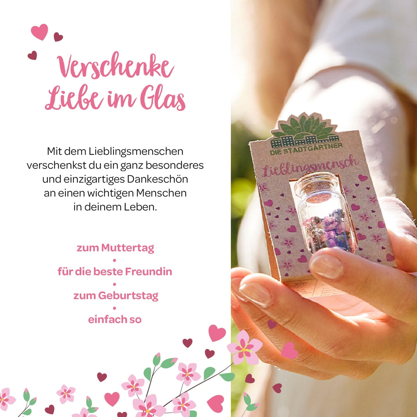 Lieblingsmensch mit handgepflückten Blüten