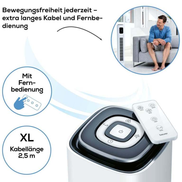 Turmventilator mit Fernbedienung und Timer – LV 200