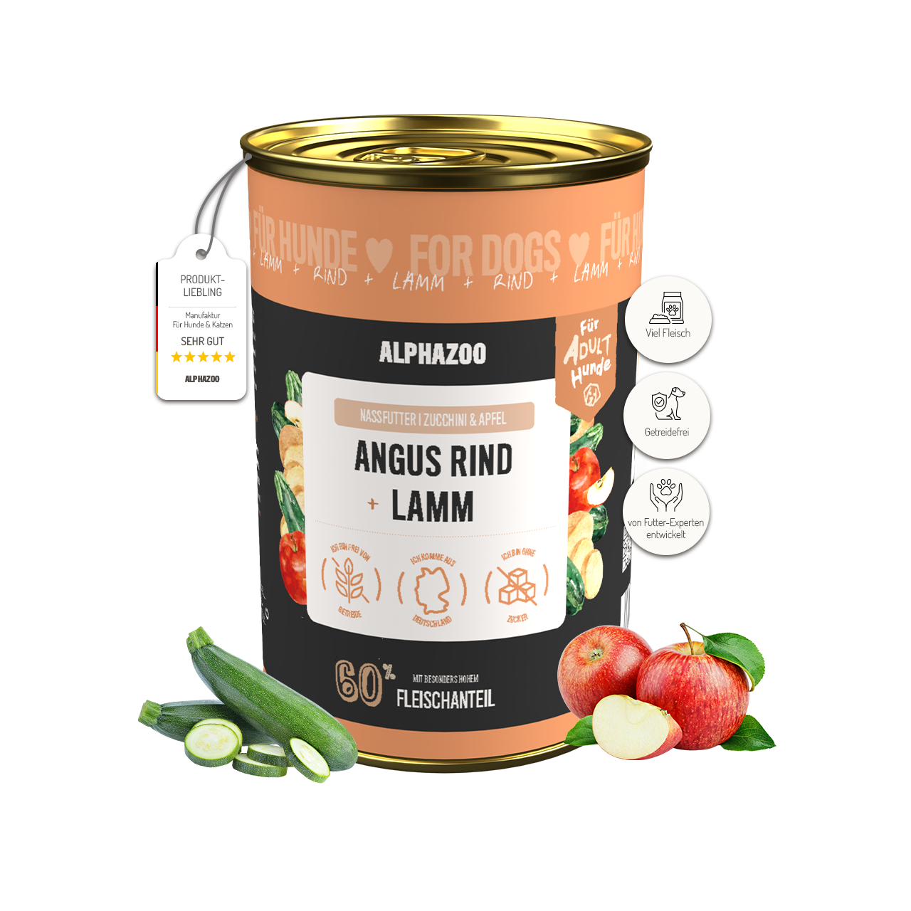 Angus Rind + Lamm Nassfutter für Adult Hunde
