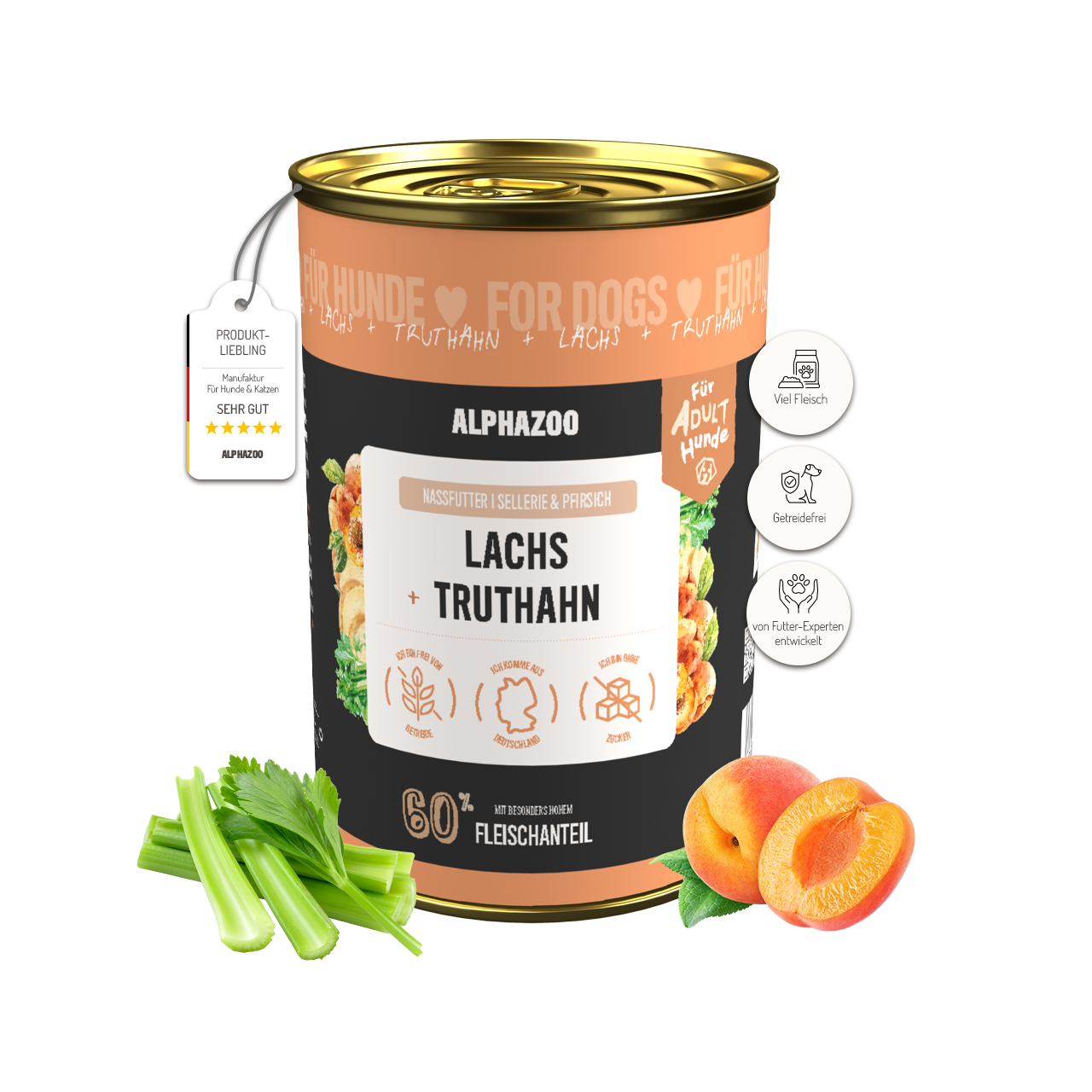 Lachs + Truthahn Nassfutter für Adult Hunde