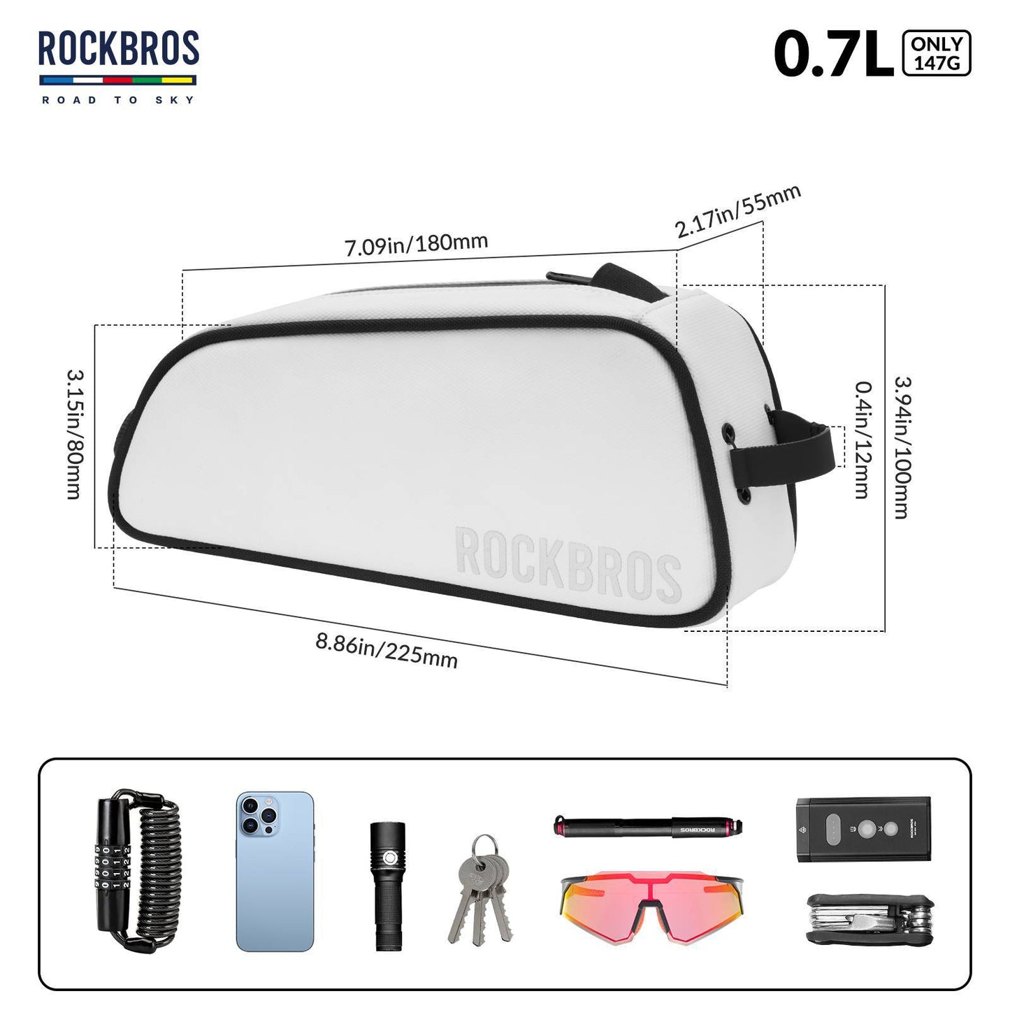 CESTA DO NEBA Reflektierende Wasserabweisende Fahrrad Oberrohrtasche