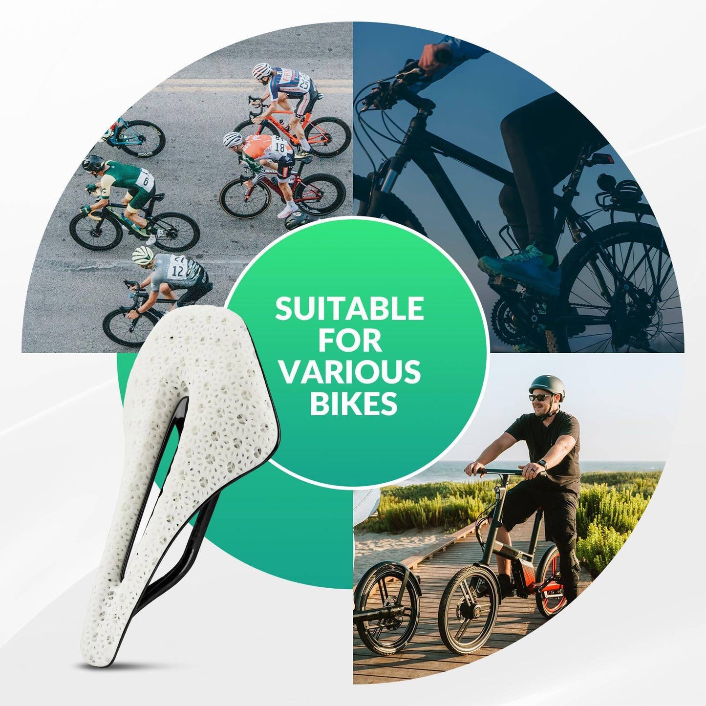 ROCKBROS 3D Druck Carbon Rennradsattel Ultraleicht Stoßdämpfender Ergonomischer