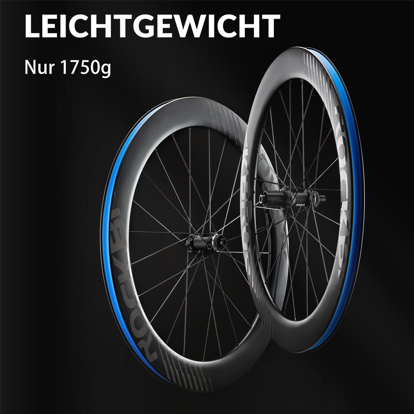 ROCKBROS 700C Carbon Laufradsatz 65mm Scheibenbremse Steckachse Laufrad Set für Rennrad