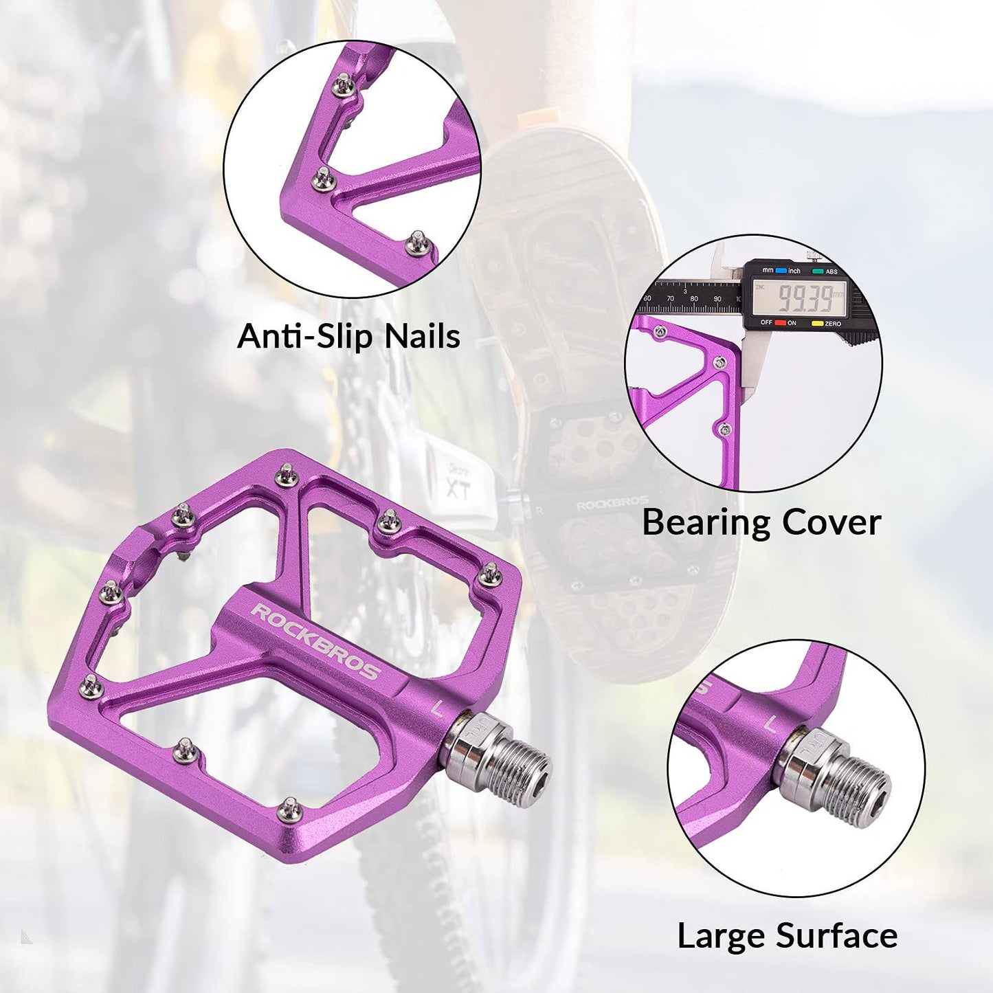 ROCKBROS pedale s aluminijskom platformom 9/16 Zoll za MTB e-bicikle Stadtrad