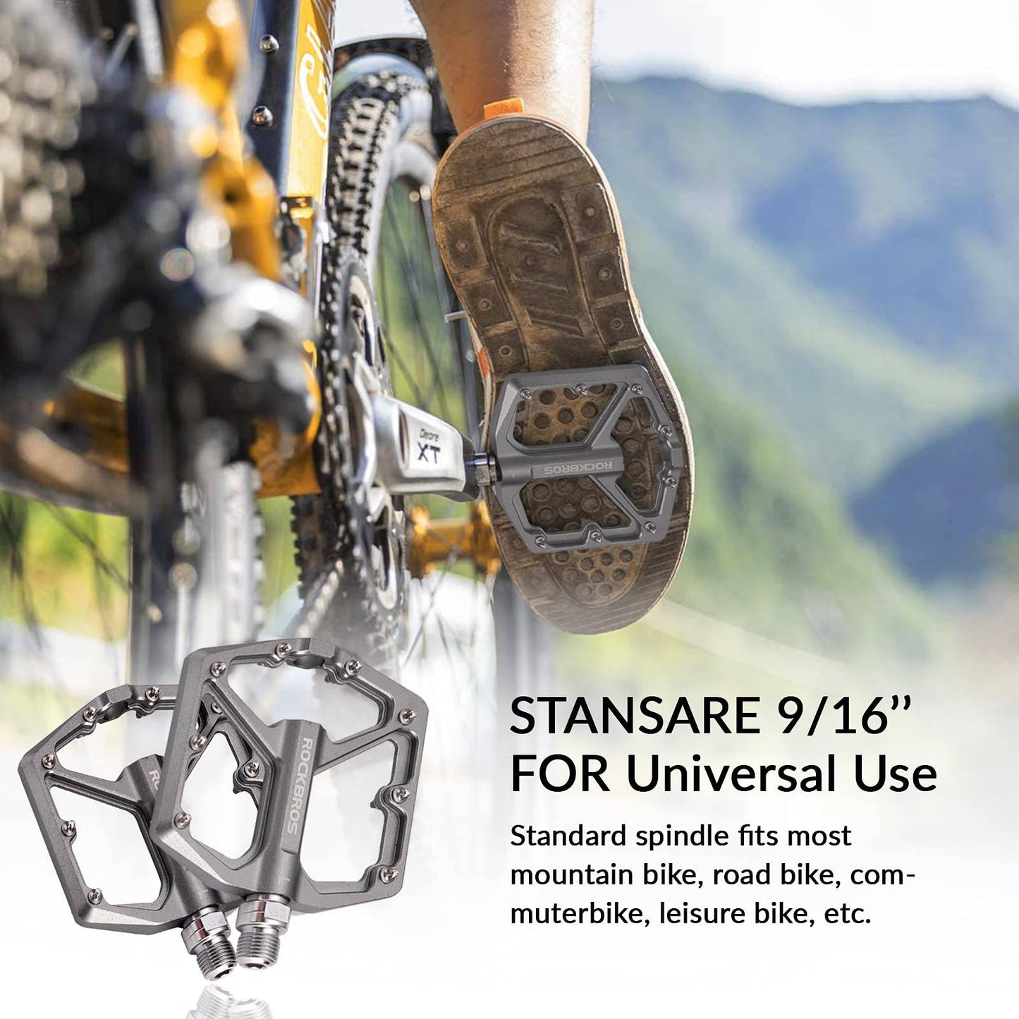 ROCKBROS pedale s aluminijskom platformom 9/16 Zoll za MTB e-bicikle Stadtrad