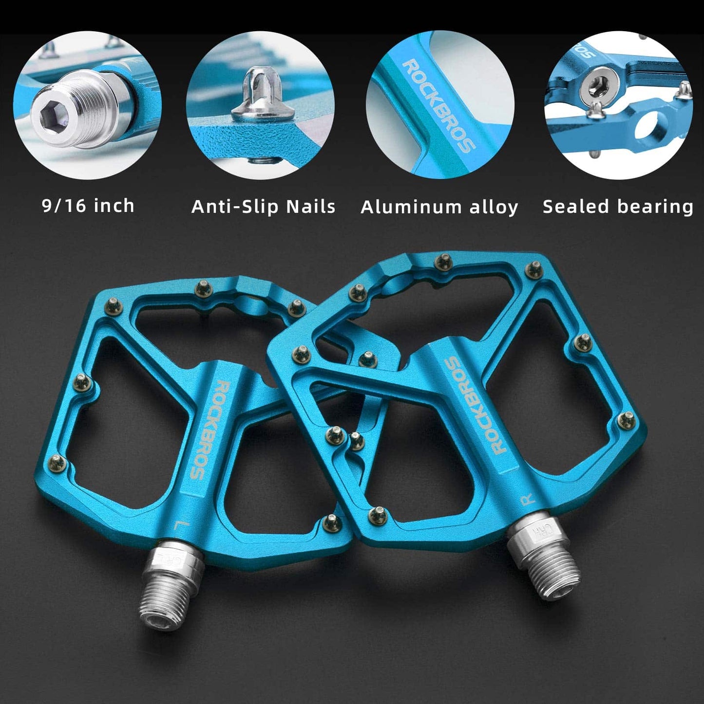 ROCKBROS pedale s aluminijskom platformom 9/16 Zoll za MTB e-bicikle Stadtrad