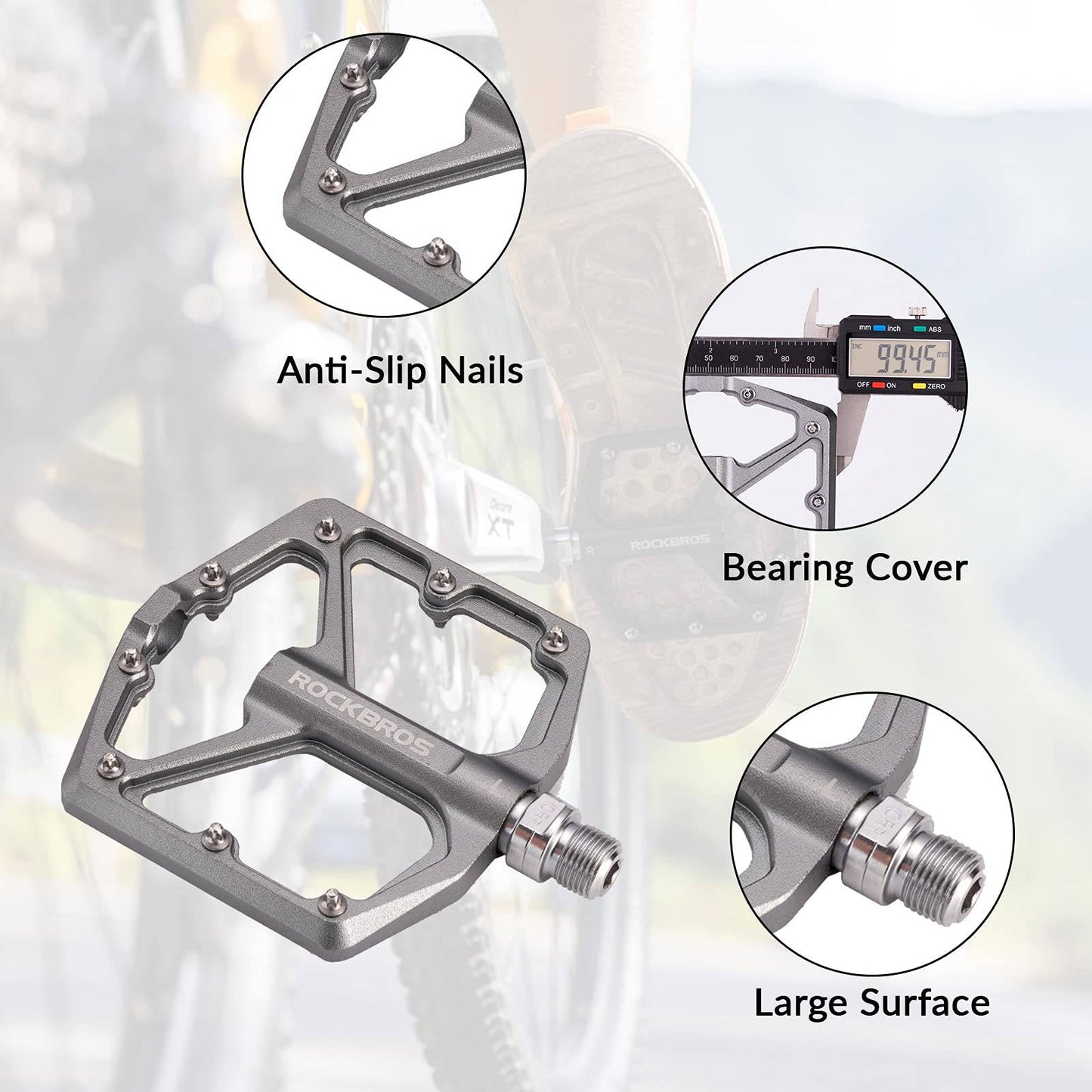 ROCKBROS pedale s aluminijskom platformom 9/16 Zoll za MTB e-bicikle Stadtrad