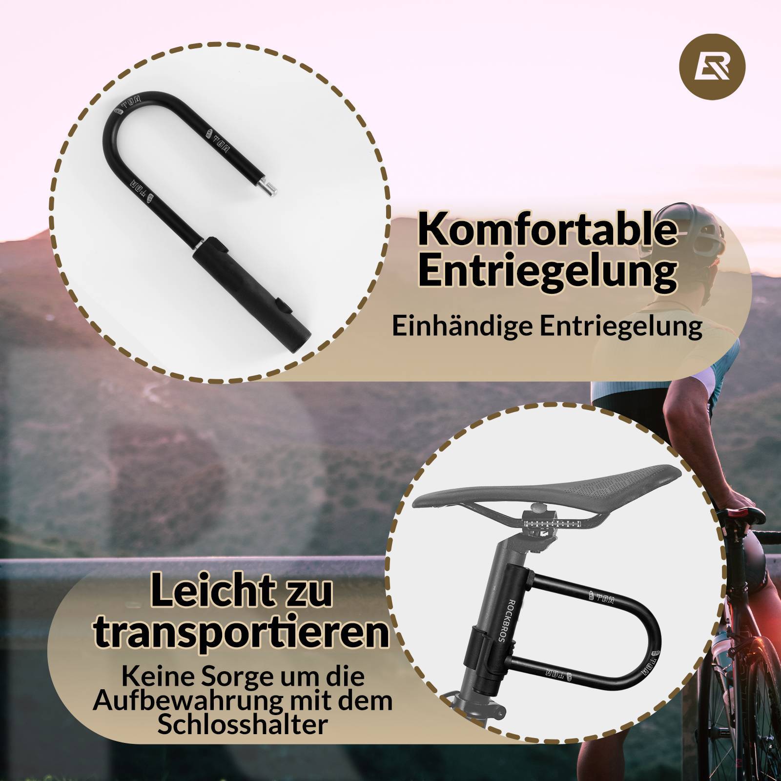 fahrradschloss mit hoher sicherheit ROCKBROS Bügelschloss Fahrradschloss Hohe Sicherheit Schlösser Wasserd – Unimother