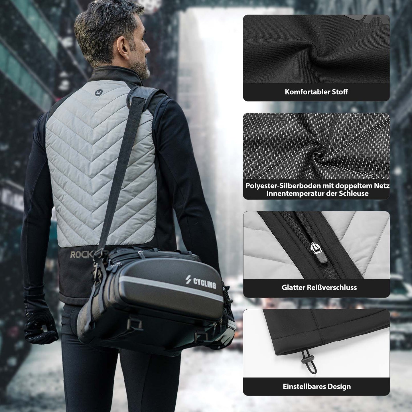ROCKBROS Elektrische Beheizte Weste mit 3 Temperaturstufen für Herren/Damen