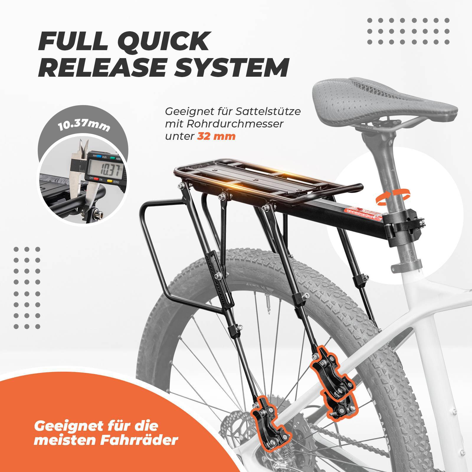 ROCKBROS Fahrrad Gepäckträger Verstellbar mit Schnellspanner Reflektor – Unimother