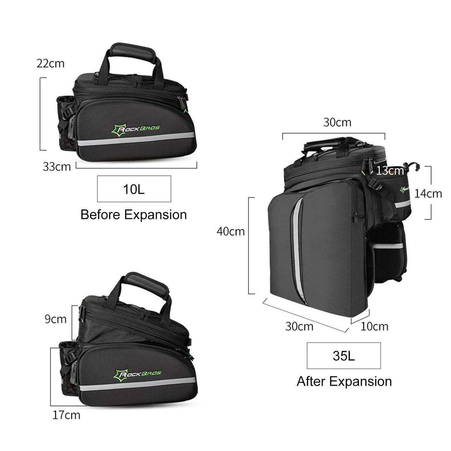 ROCKBROS Fahrrad Gepäckträgertasche wasserdichte mit Regenschutz 17-35L