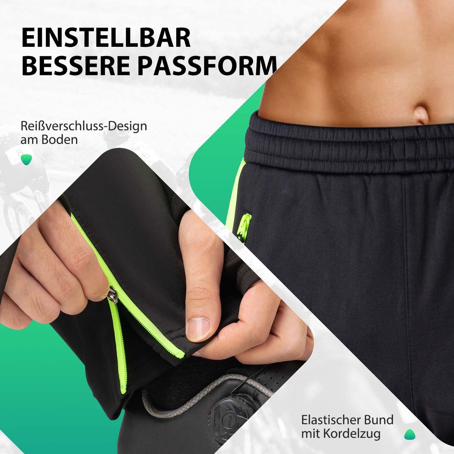 ROCKBROS Fahrrad Hose Wasserabweisend Radlerhose Leuchtendes Grün
