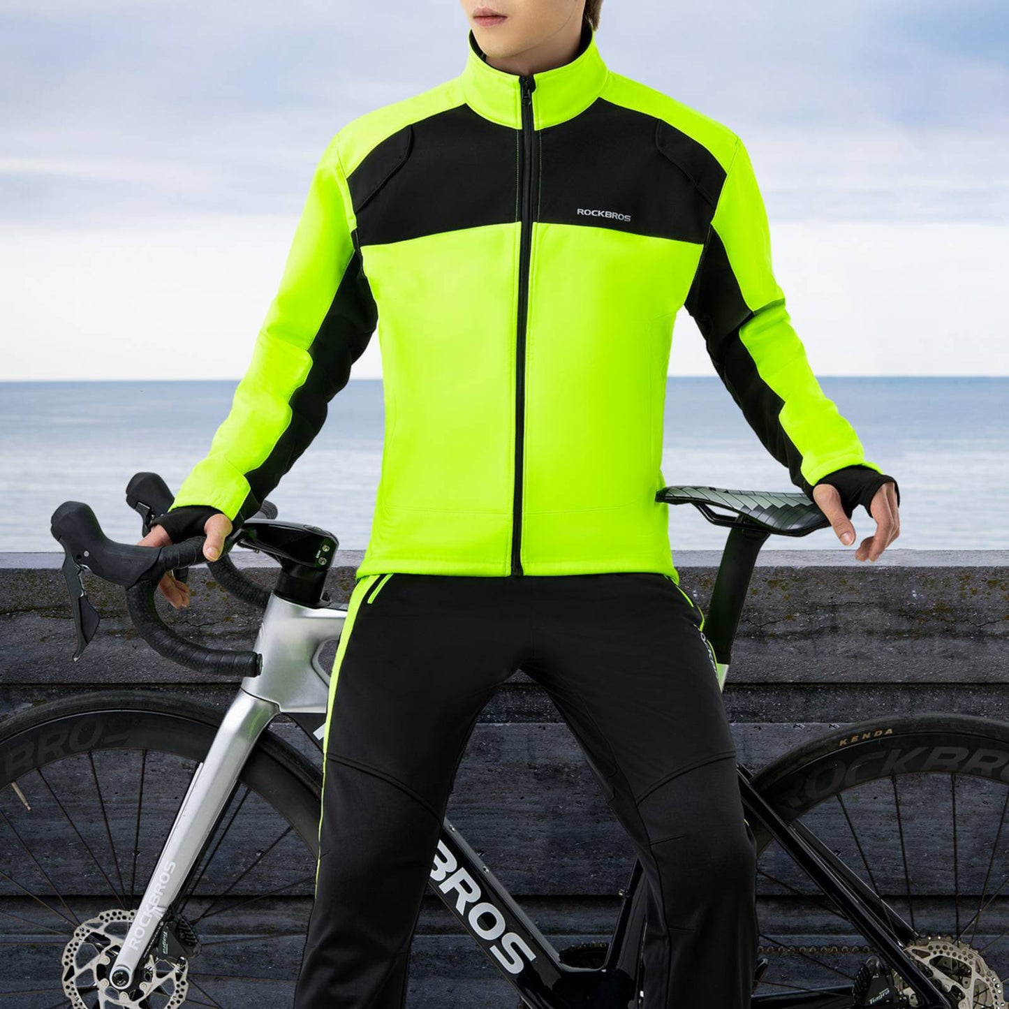 ROCKBROS Fahrrad Hose Wasserabweisend Radlerhose Leuchtendes Grün