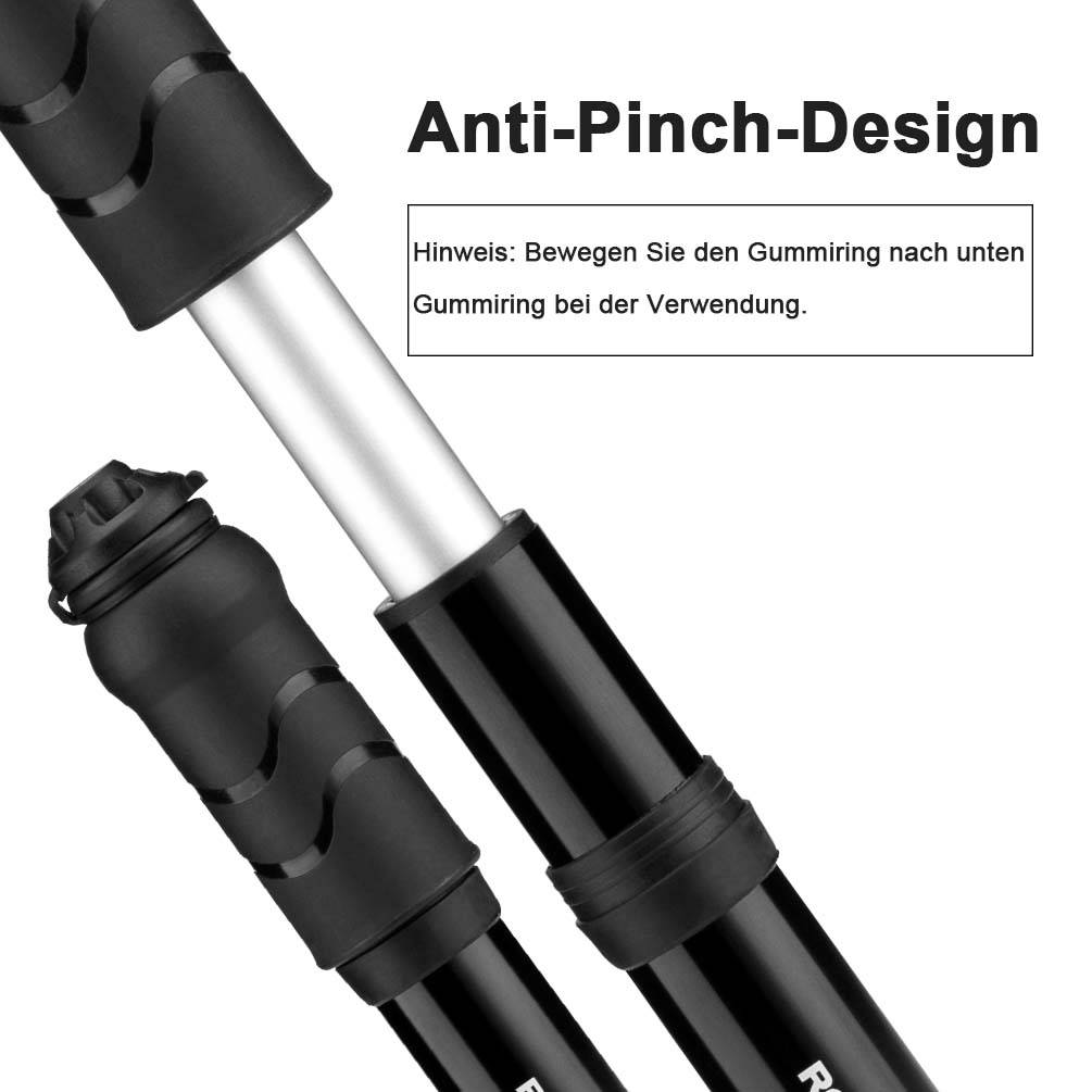 ROCKBROS Fahrrad Minipumpe 100 PSI Luftpumpe Presta & Schrader Ventile