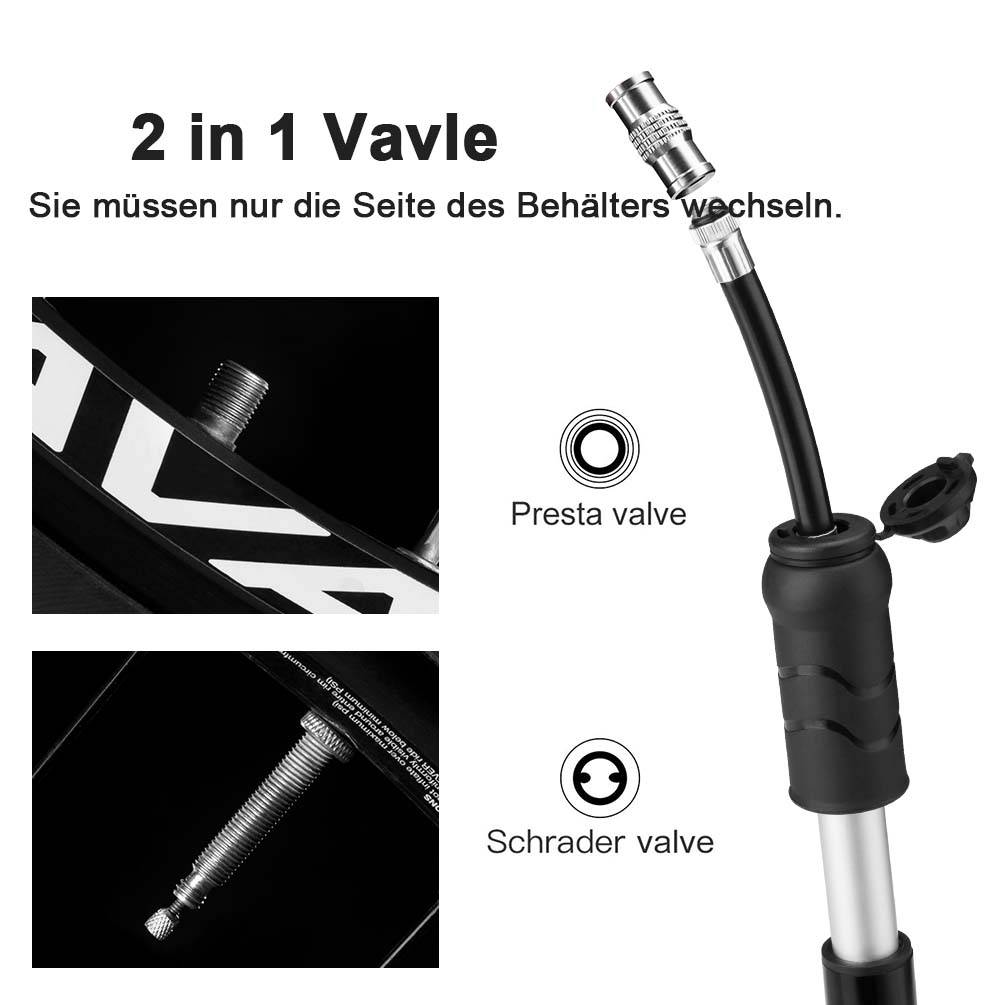 ROCKBROS Fahrrad Minipumpe 100 PSI Luftpumpe Presta & Schrader Ventile