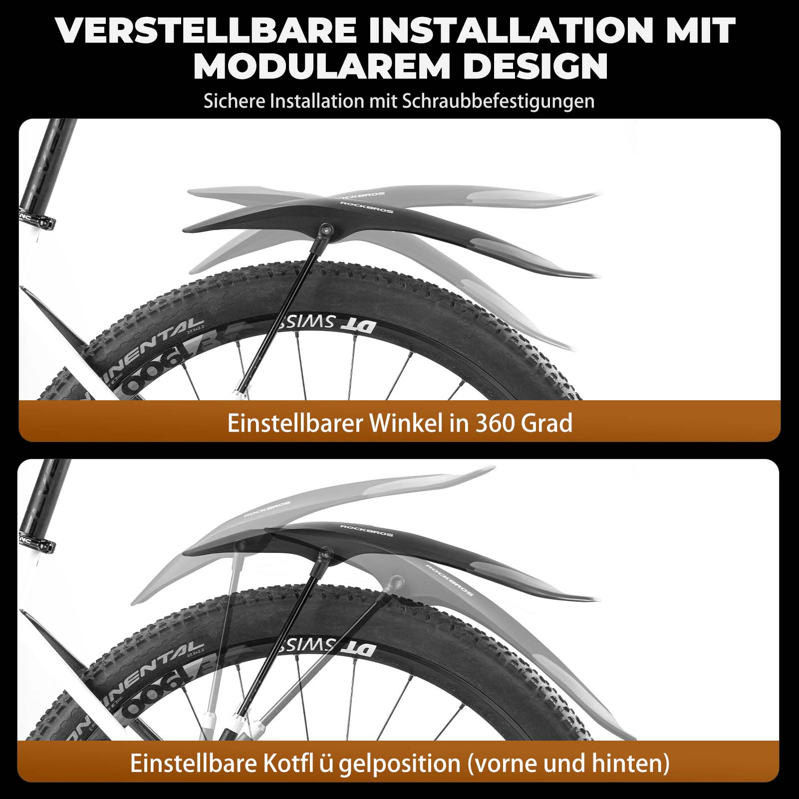 ROCKBROS Fahrrad Schutzbleche Set Vorne/Hinten Flexible Fahrradschutzb – Unimother