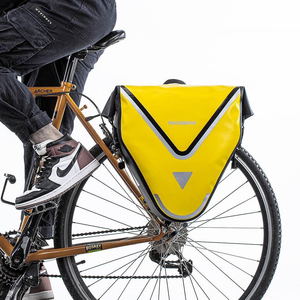 ROCKBROS Fahrrad Transporttasche 100% wasserdichte mit Schultergurt 20L Gelb/Schwarz Gold