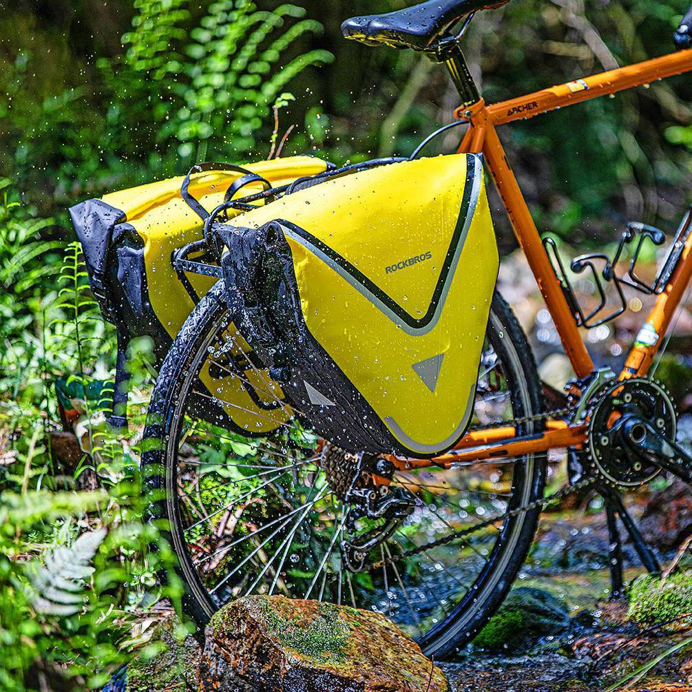 ROCKBROS Fahrrad Transporttasche 100% wasserdichte mit Schultergurt 20L Gelb/Schwarz Gold