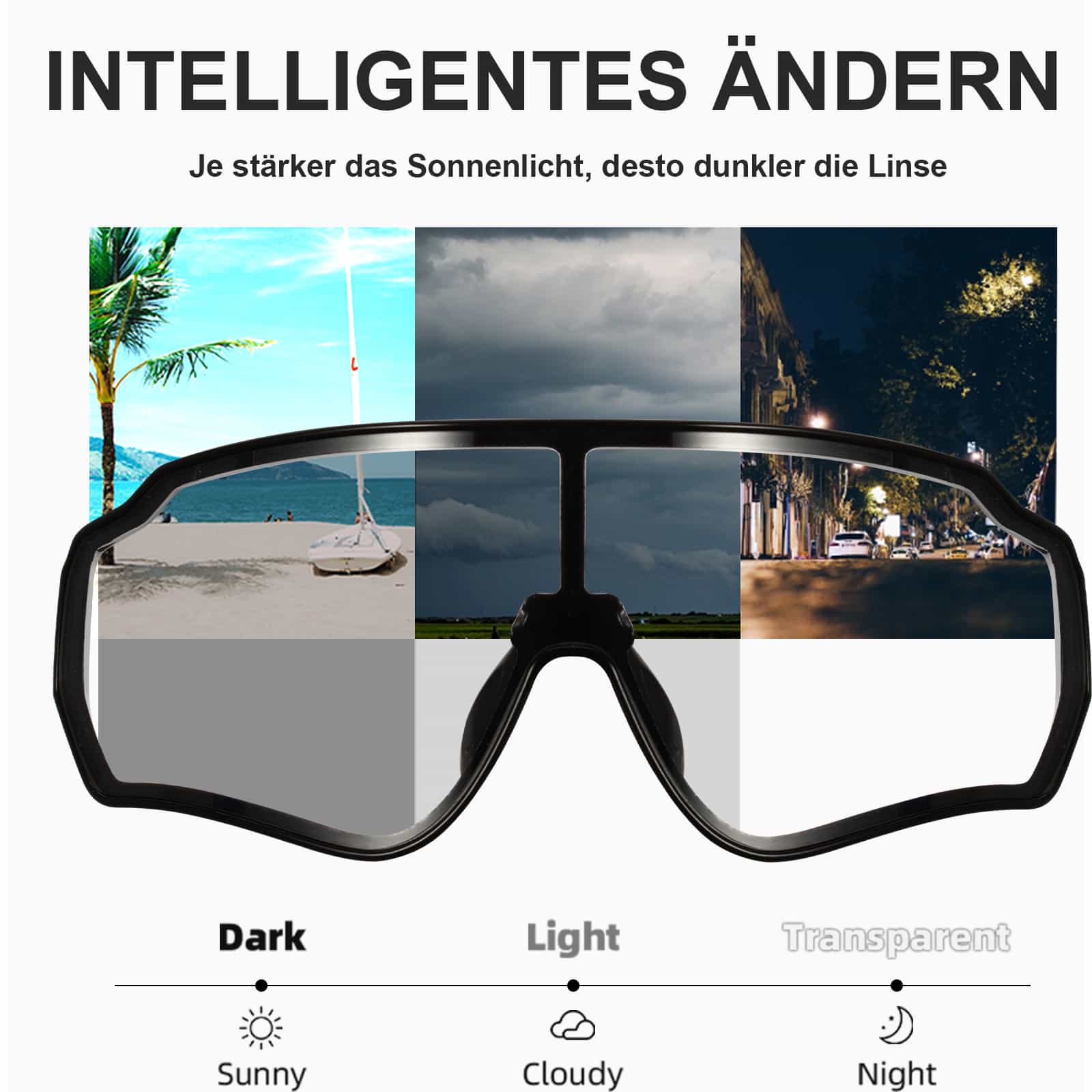 fahrradbrille photochromic ROCKBROS Fahrradbrille Photochromic Sportbrille UV400 Schutz Damen/Her – Unimother
