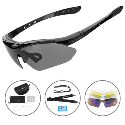 ROCKBROS Fahrradbrille polarisierte Sonnenbrille mit 5 Wechselgläsern