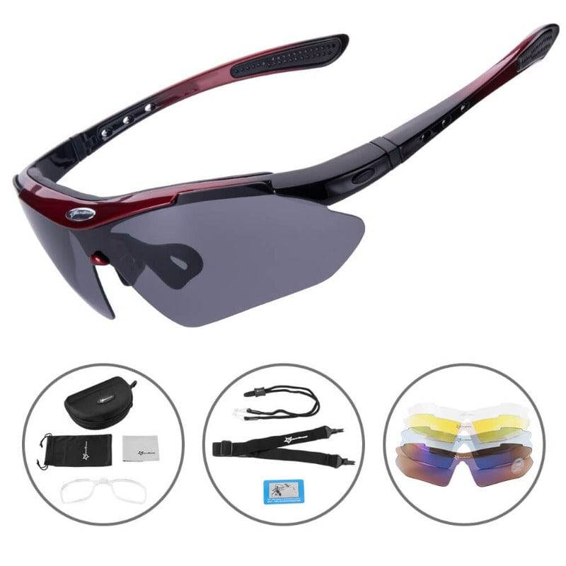 ROCKBROS Fahrradbrille polarisierte Sonnenbrille mit 5 Wechselgläsern