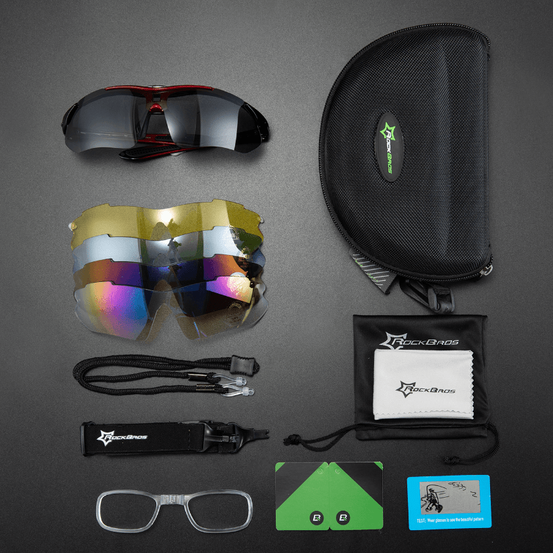 ROCKBROS Fahrradbrille polarisierte Sonnenbrille mit 5 Wechselgläsern