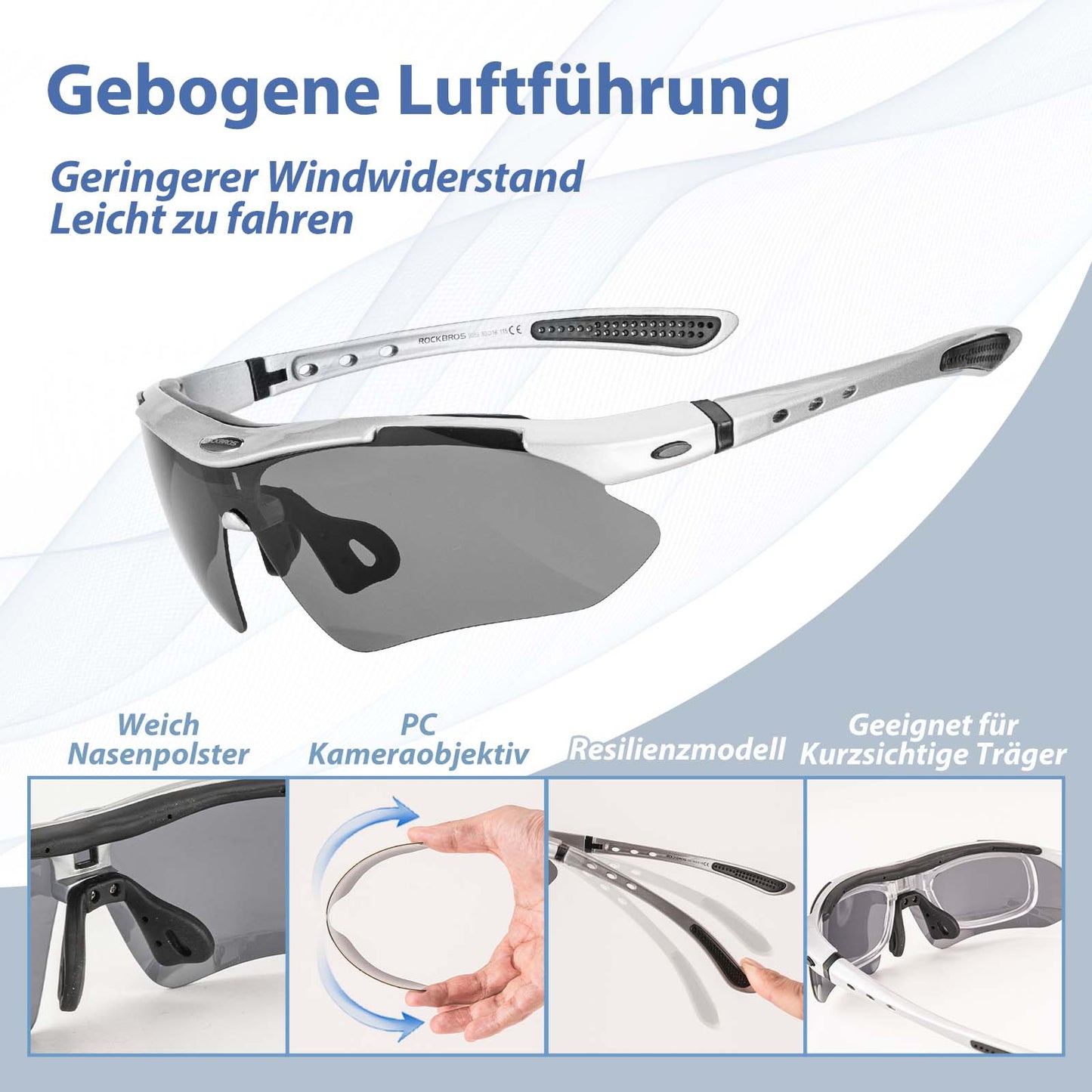 ROCKBROS Fahrradbrille Selbsttönend Brille Sonnenbrille UV 400 Schutz