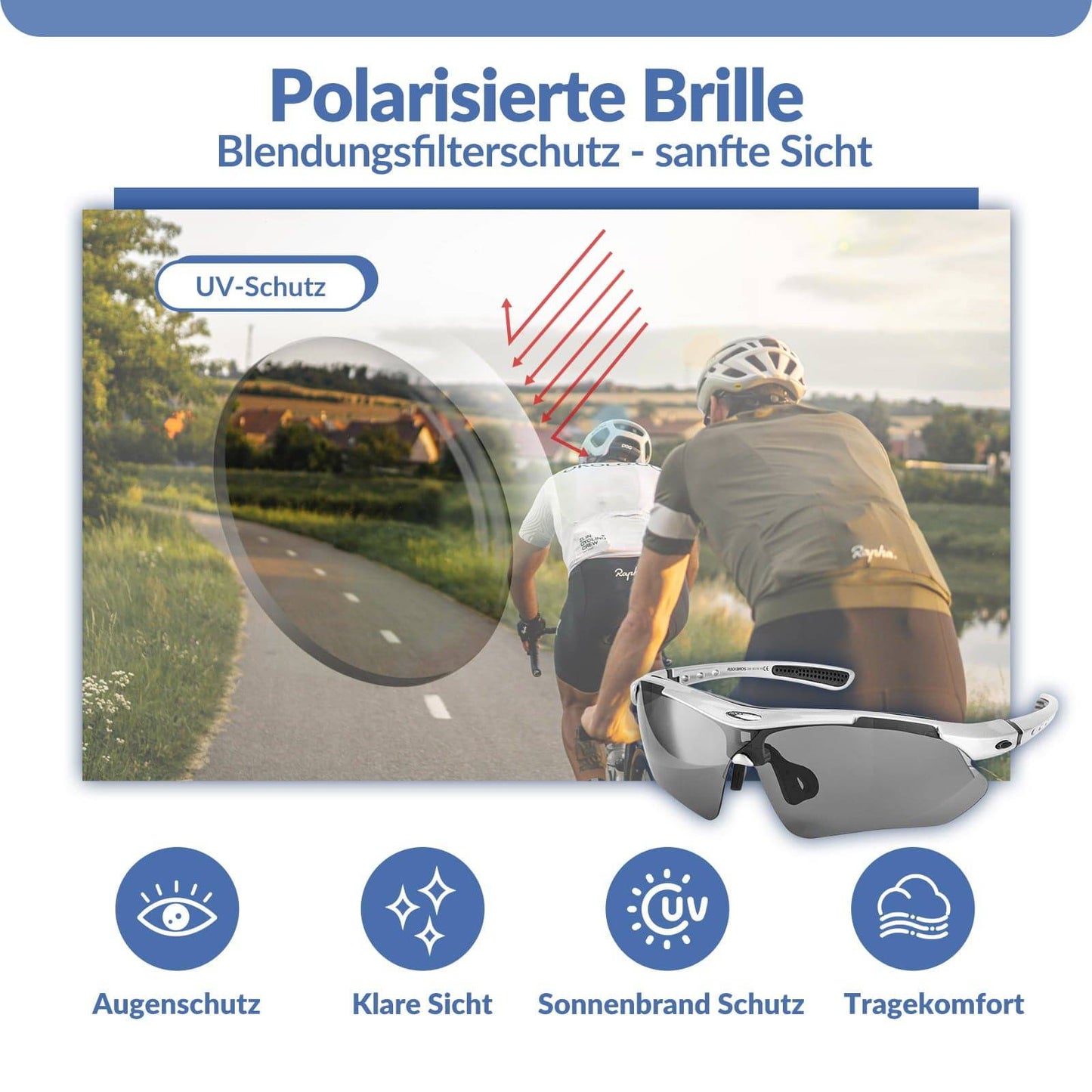 ROCKBROS Fahrradbrille Selbsttönend Brille Sonnenbrille UV 400 Schutz
