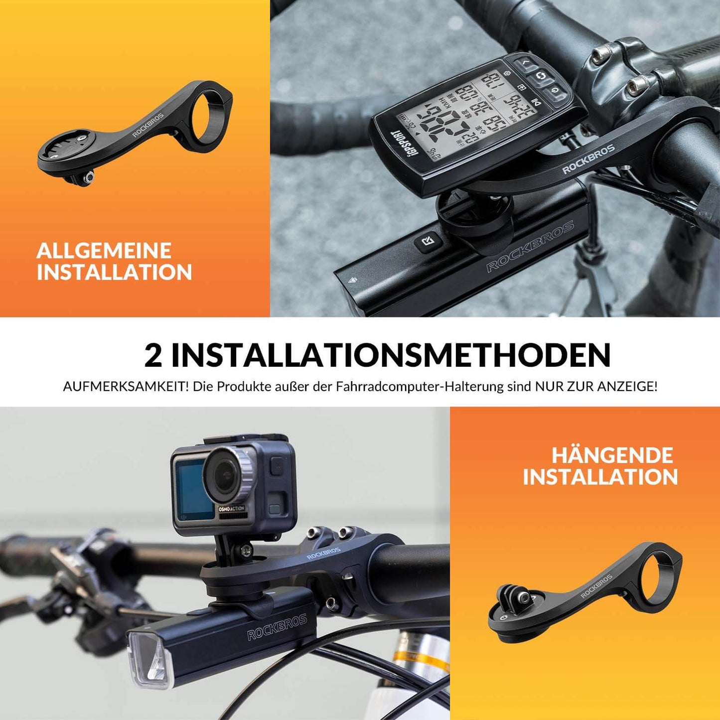 ROCKBROS Fahrradcomputer Halterung Kompatibel mit Garmin/iGPSPORT für Lenker 32-35mm