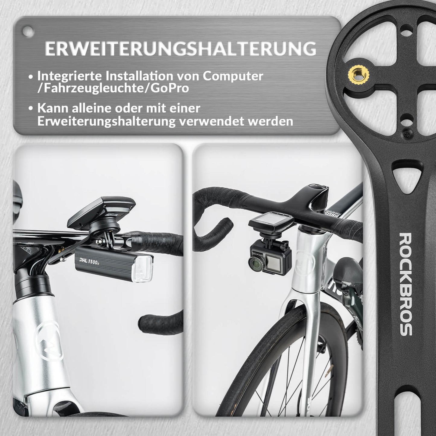 ROCKBROS Fahrradcomputer Halterung Kompatibel mit Garmin/Wahoo/Bryton/GPS