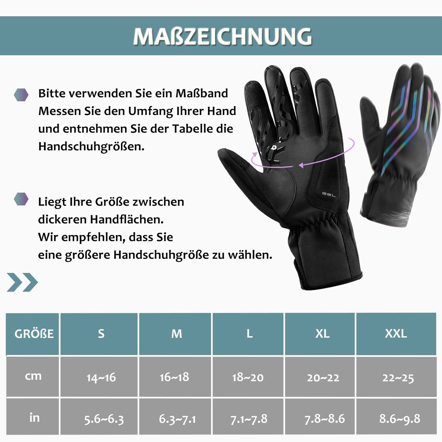 ROCKBROS Fahrradhandschuhe für Lauf, MTB Atmungsaktive Schwarz M-2XL