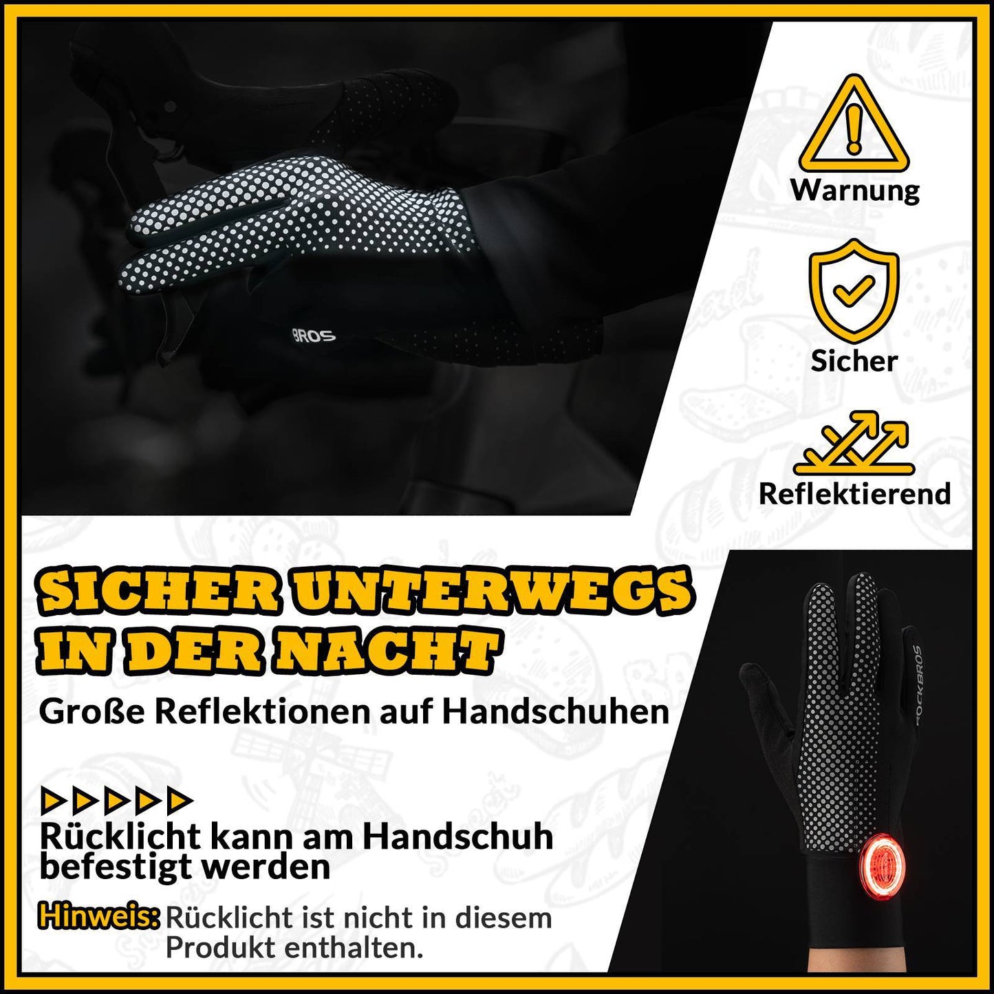 ROCKBROS Fahrradhandschuhe Touchscreen Radsport-Handschuhe Winddicht