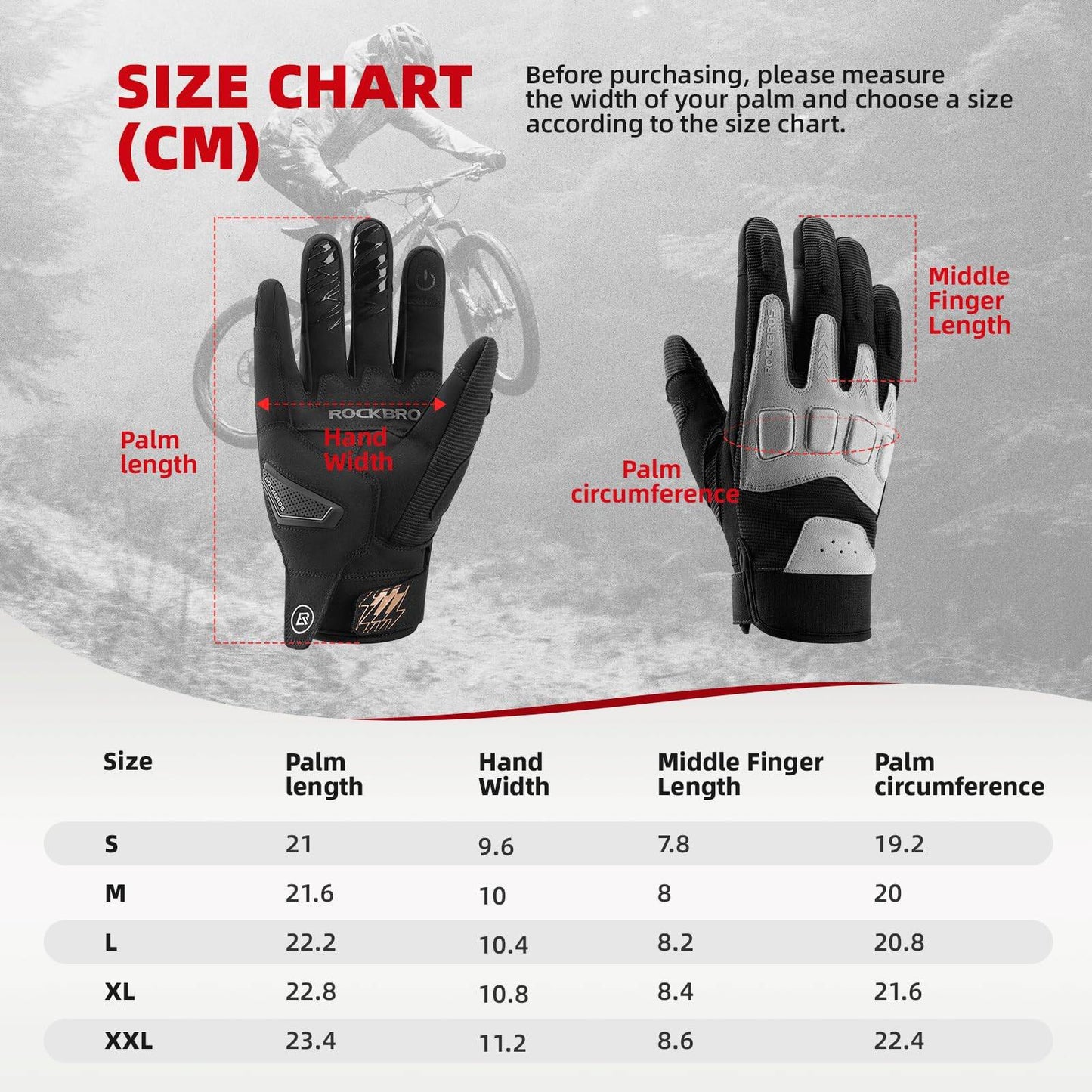 ROCKBROS Fahrradhandschuhe Winter Herbst Herren MTB Stoßdämpfend Handschuhe