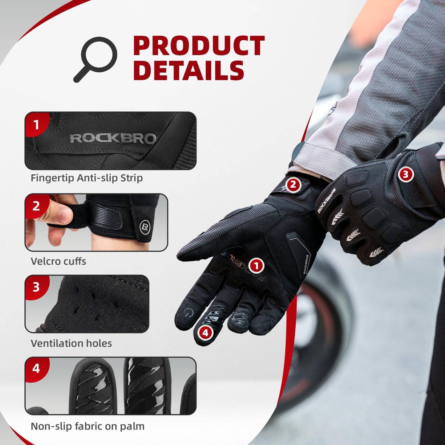 ROCKBROS Fahrradhandschuhe Winter Herbst Herren MTB Stoßdämpfend Handschuhe