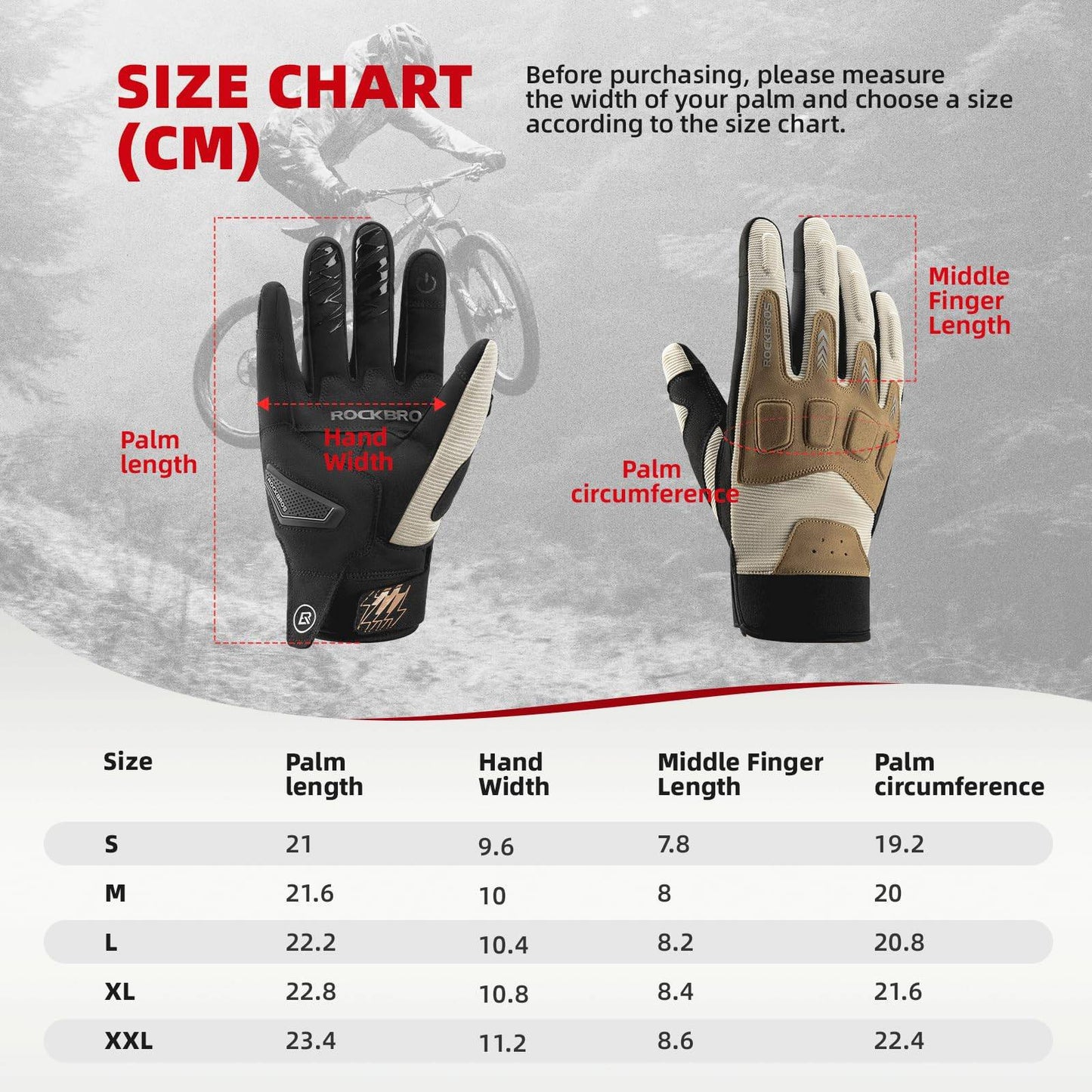 ROCKBROS Fahrradhandschuhe Winter Herbst Herren MTB Stoßdämpfend Handschuhe