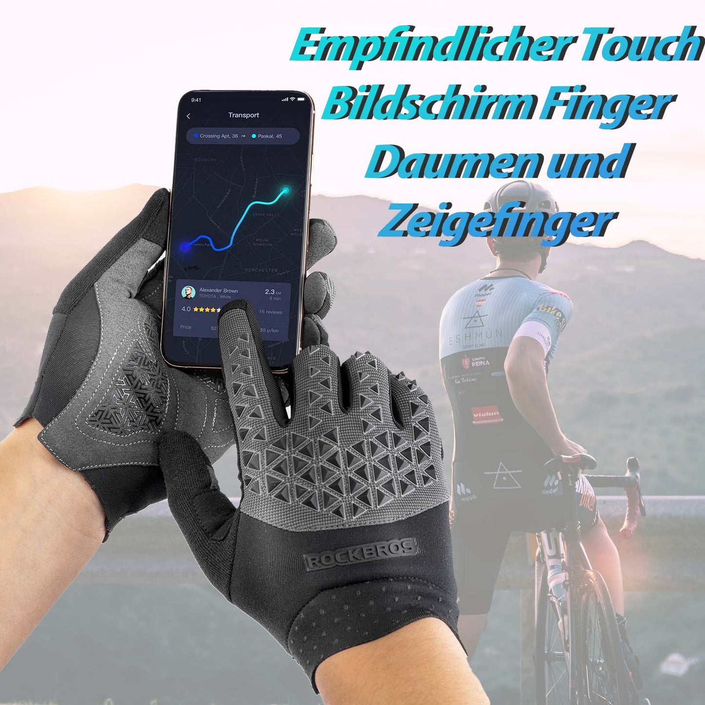 ROCKBROS Fahrradhandschuhe Winter Herren rutschfest Touchscreen