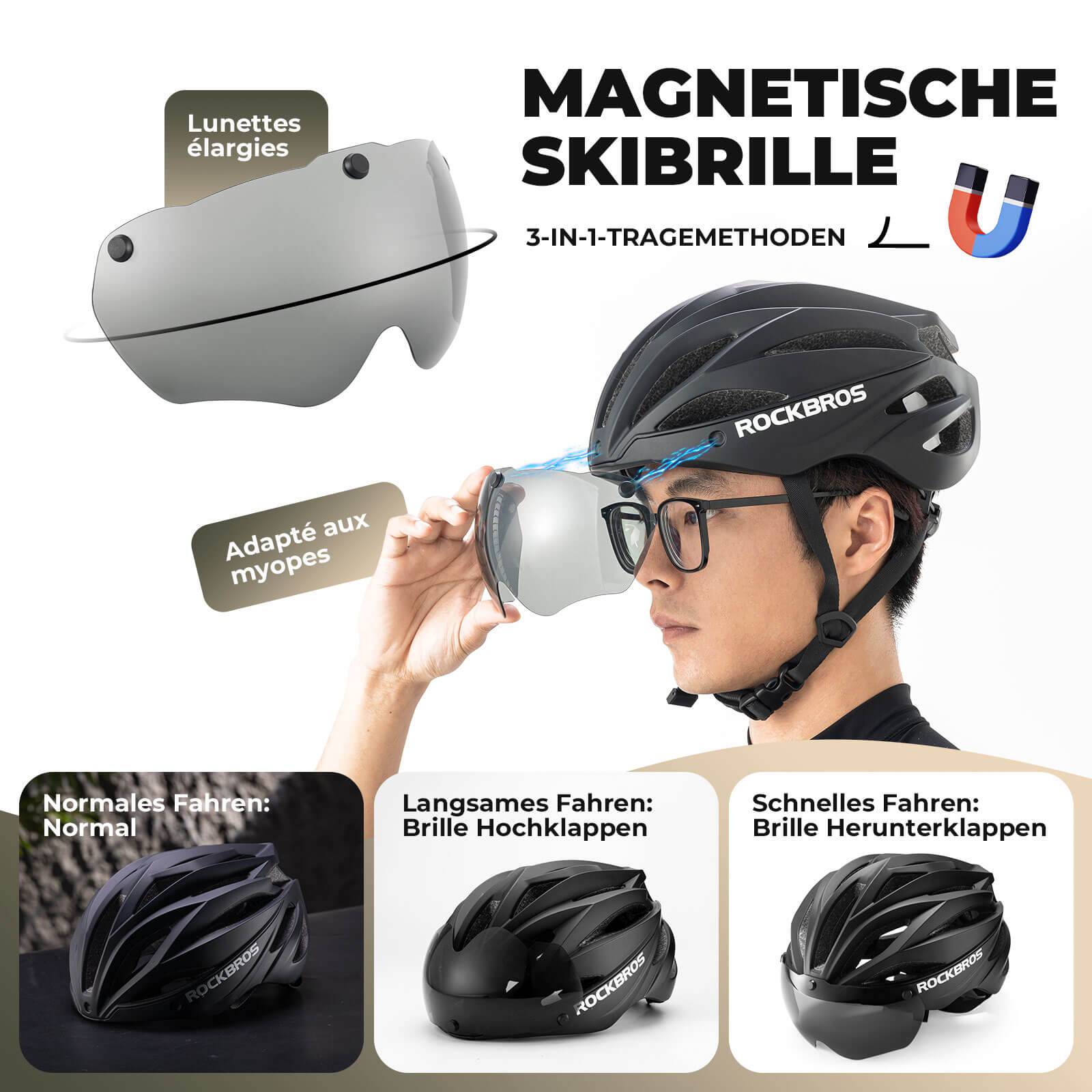 mtb helm bluetooth ROCKBROS Fahrradhelm Magnetischer Abnehmbarer MTB Helm mit Visier – Unimother