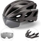 ROCKBROS Fahrradhelm mit integrierter abnehmbarer Magnetbrillen & Visier