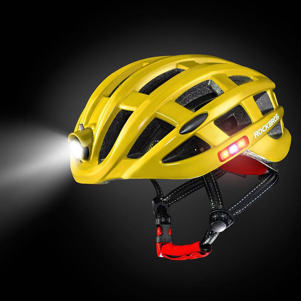 ROCKBROS Fahrradhelm mit Scheinwerfer und Sicherheitswarnleuchte
