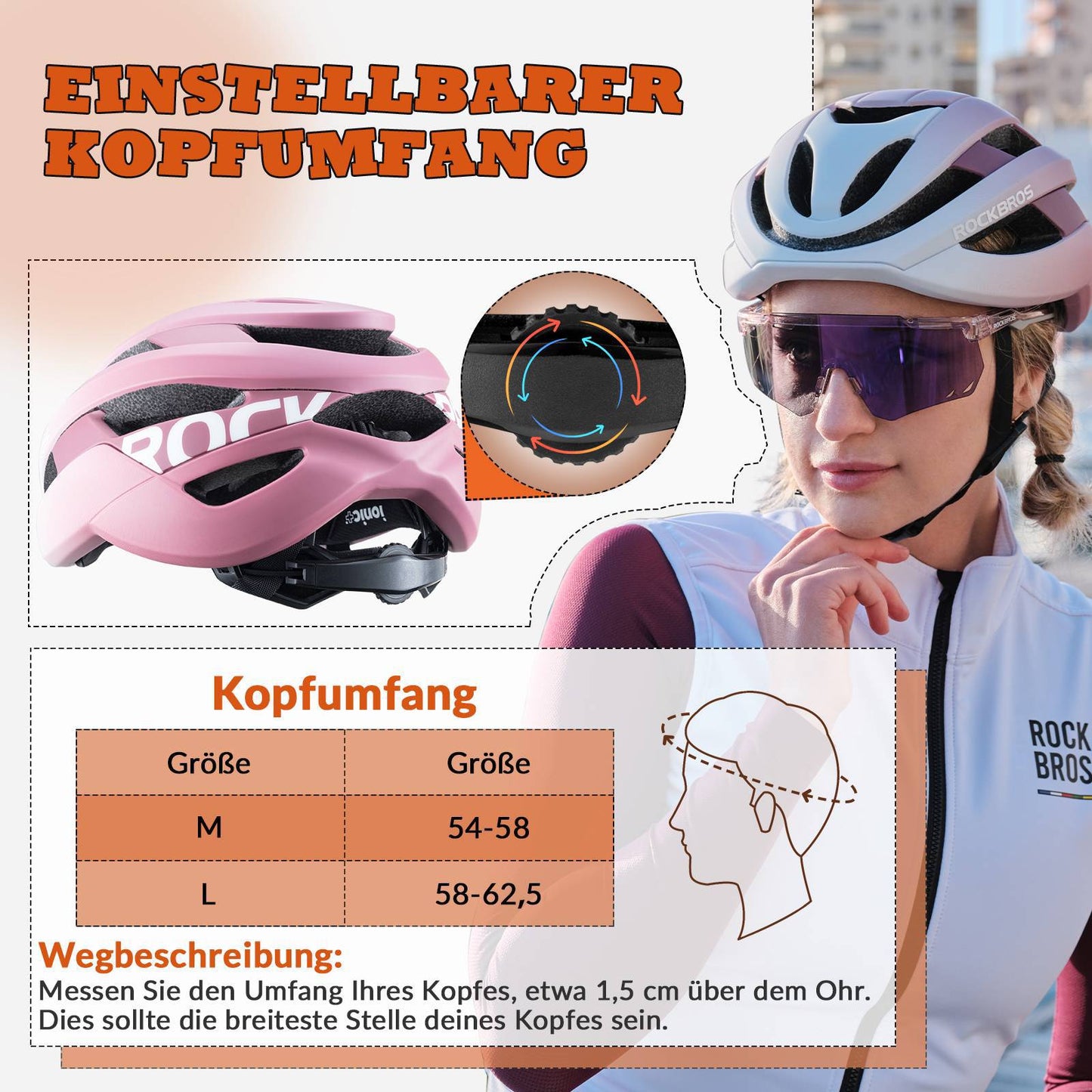 ROCKBROS Fahrradhelm Sport Mountainbike Schutzhelm Atmungsaktiv 54-58cm