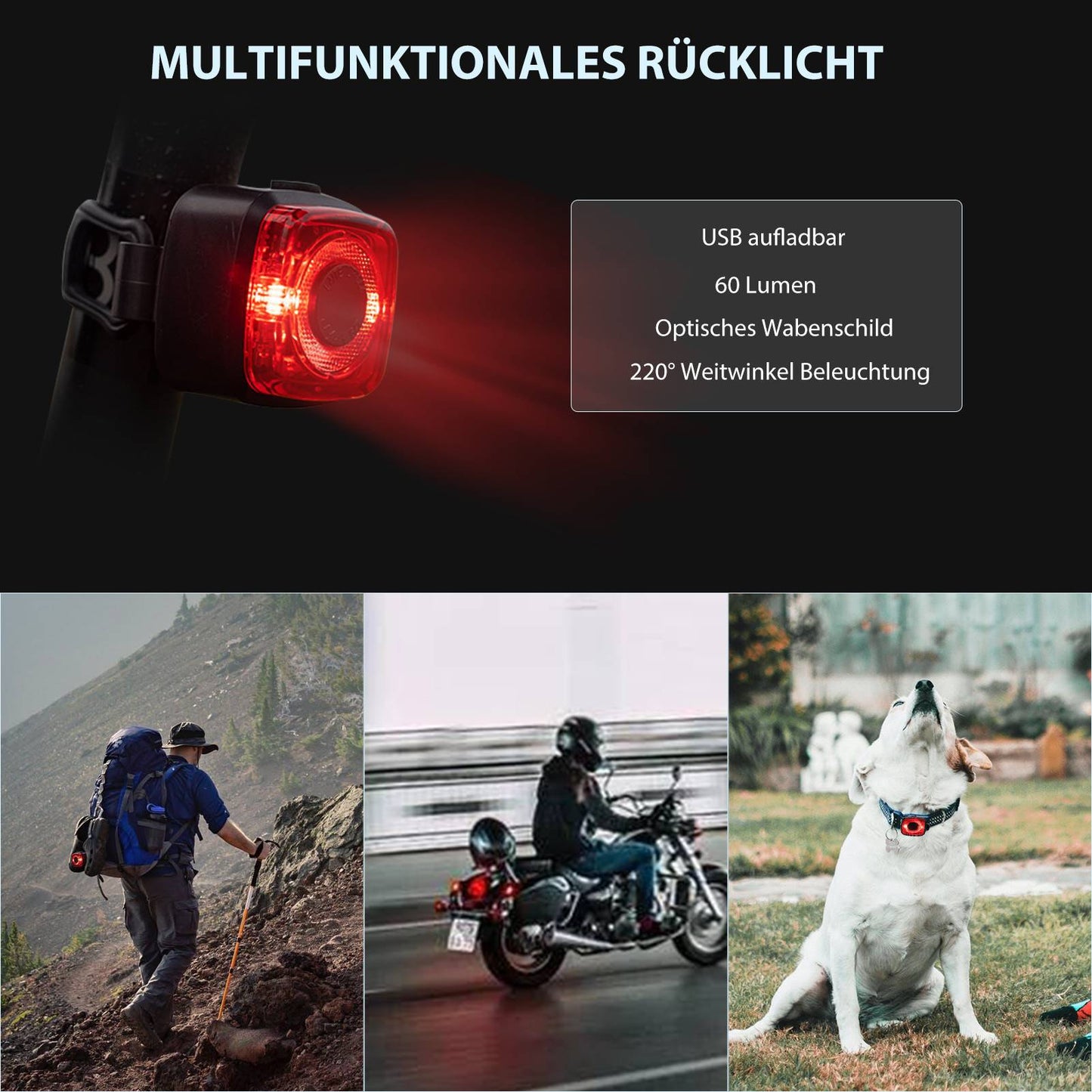 ROCKBROS Fahrradlicht Set Fahrradlampe enthalten Rücklicht & Frontlicht