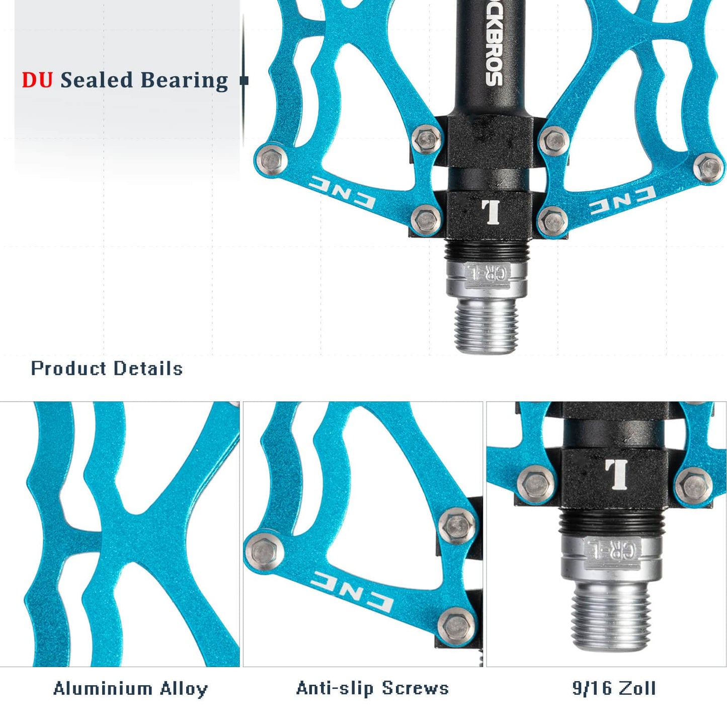ROCKBROS Fahrradpedale 9/16 Zoll CNC Aluminij mit abgedichteten Lagern