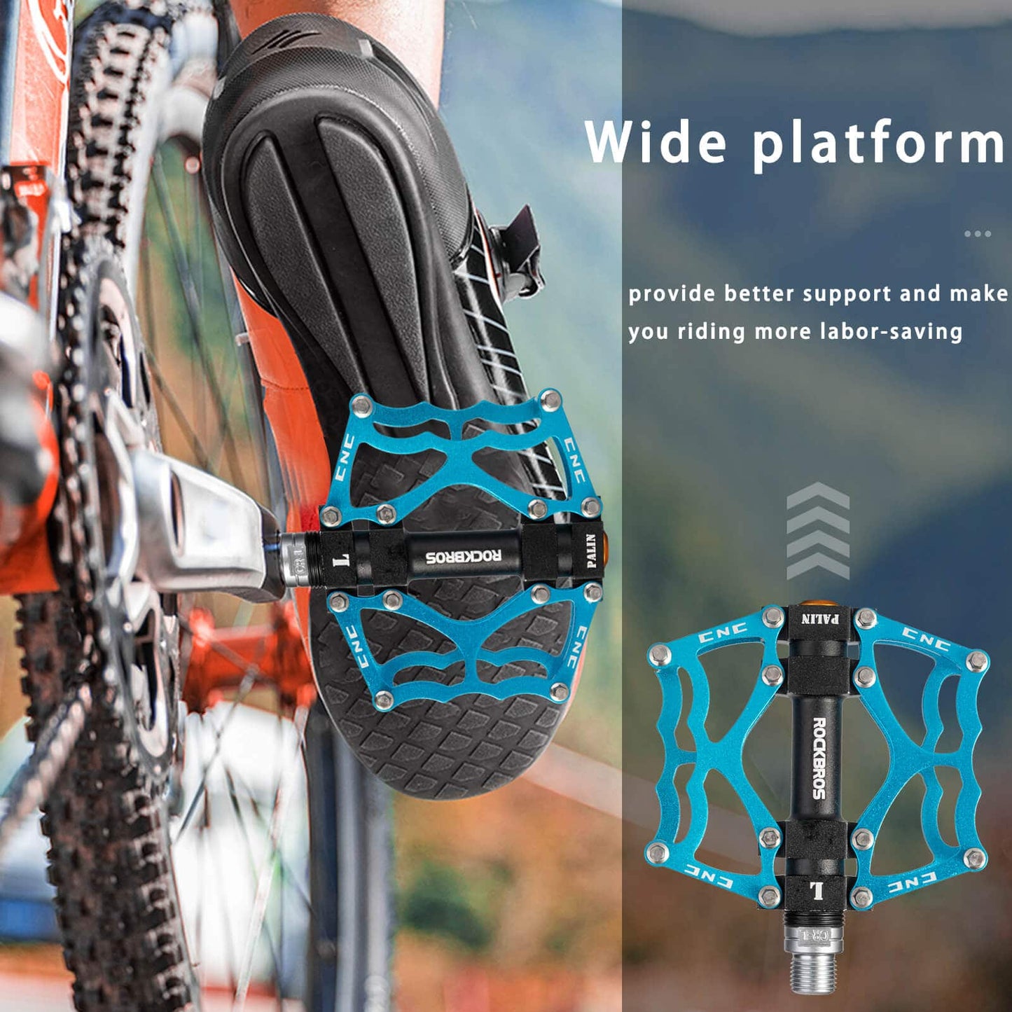 ROCKBROS Fahrradpedale 9/16 Zoll CNC Aluminij mit abgedichteten Lagern