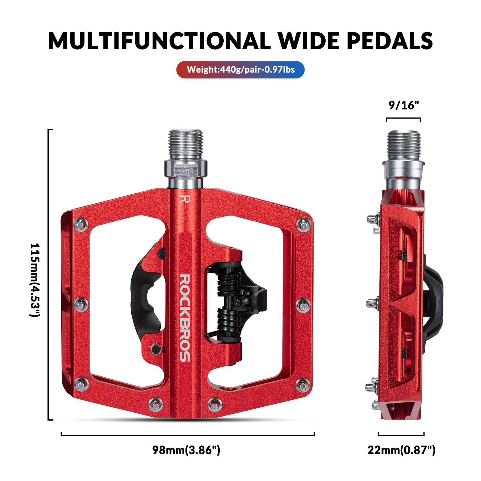 2 in 1 pedale ROCKBROS Fahrradpedale Alu 2 in 1 SPD Pedale für MTB Rennrad Stadtrad – Unimother