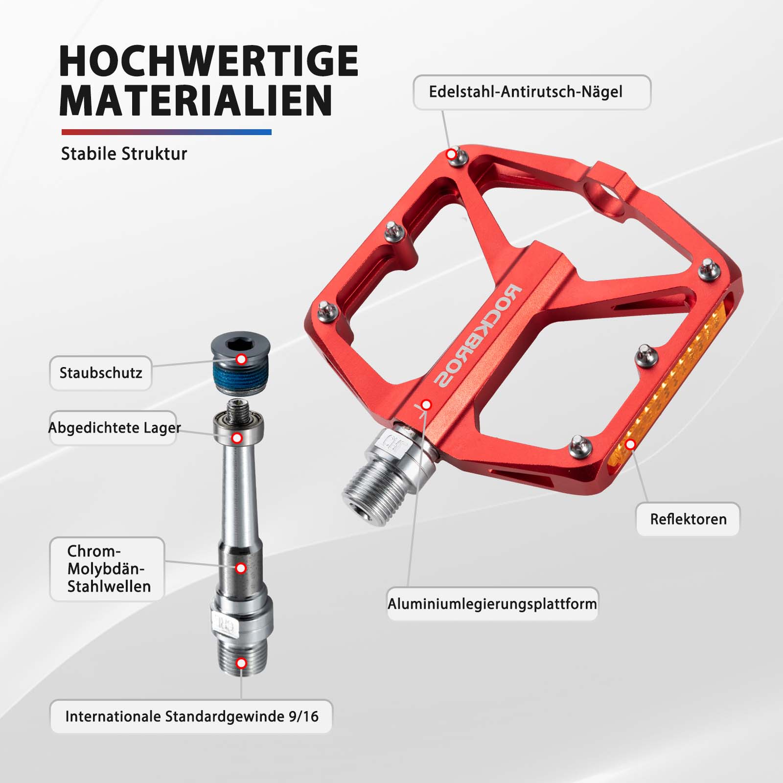 rückstrahler fahrrad pedale ROCKBROS Fahrradpedale mit Reflektoren aus Aluminiumlegierung 9/16 Zol – Unimother