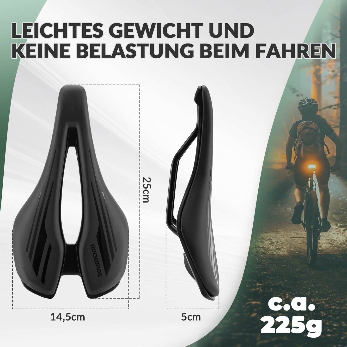 ROCKBROS Fahrradsattel Ergonomisch Fahrradsitz Atmungsaktiver 14,5 * 25cm