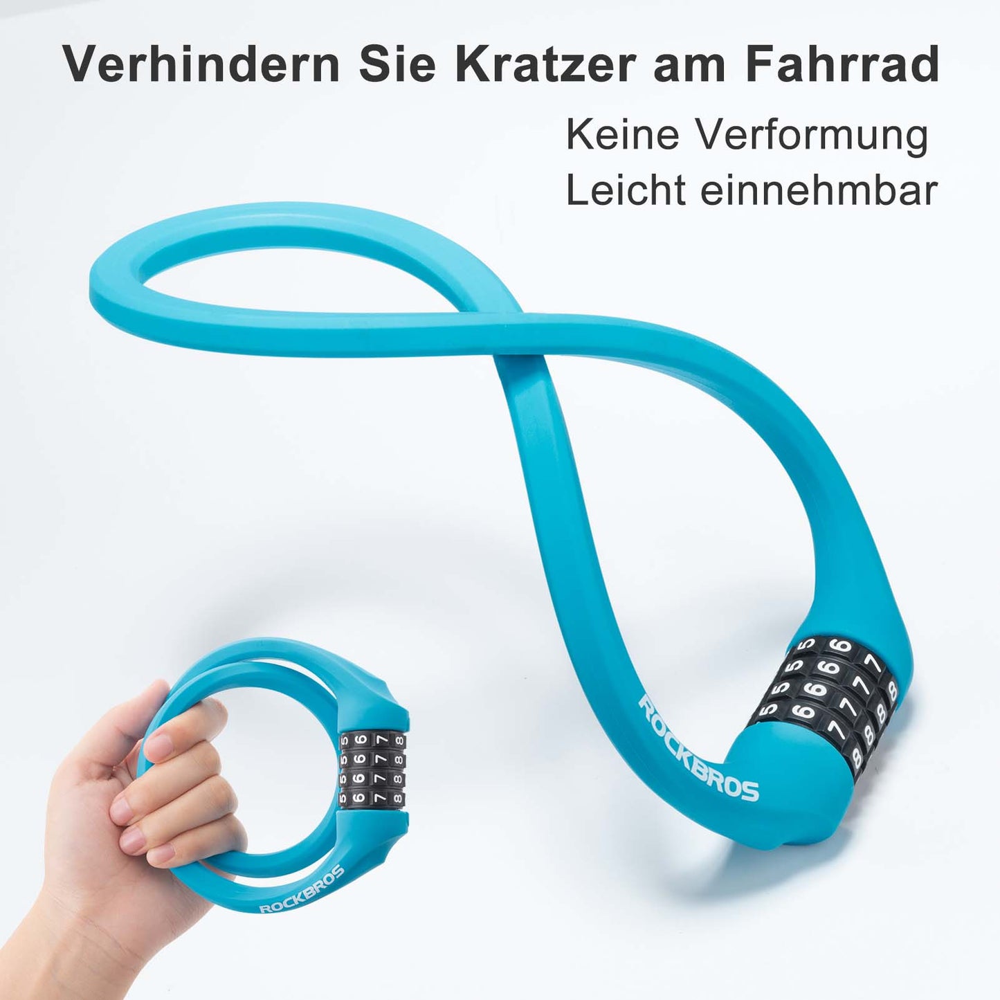 ROCKBROS Fahrradschloss mit 4-Stellig Zahlencode 65cm lang