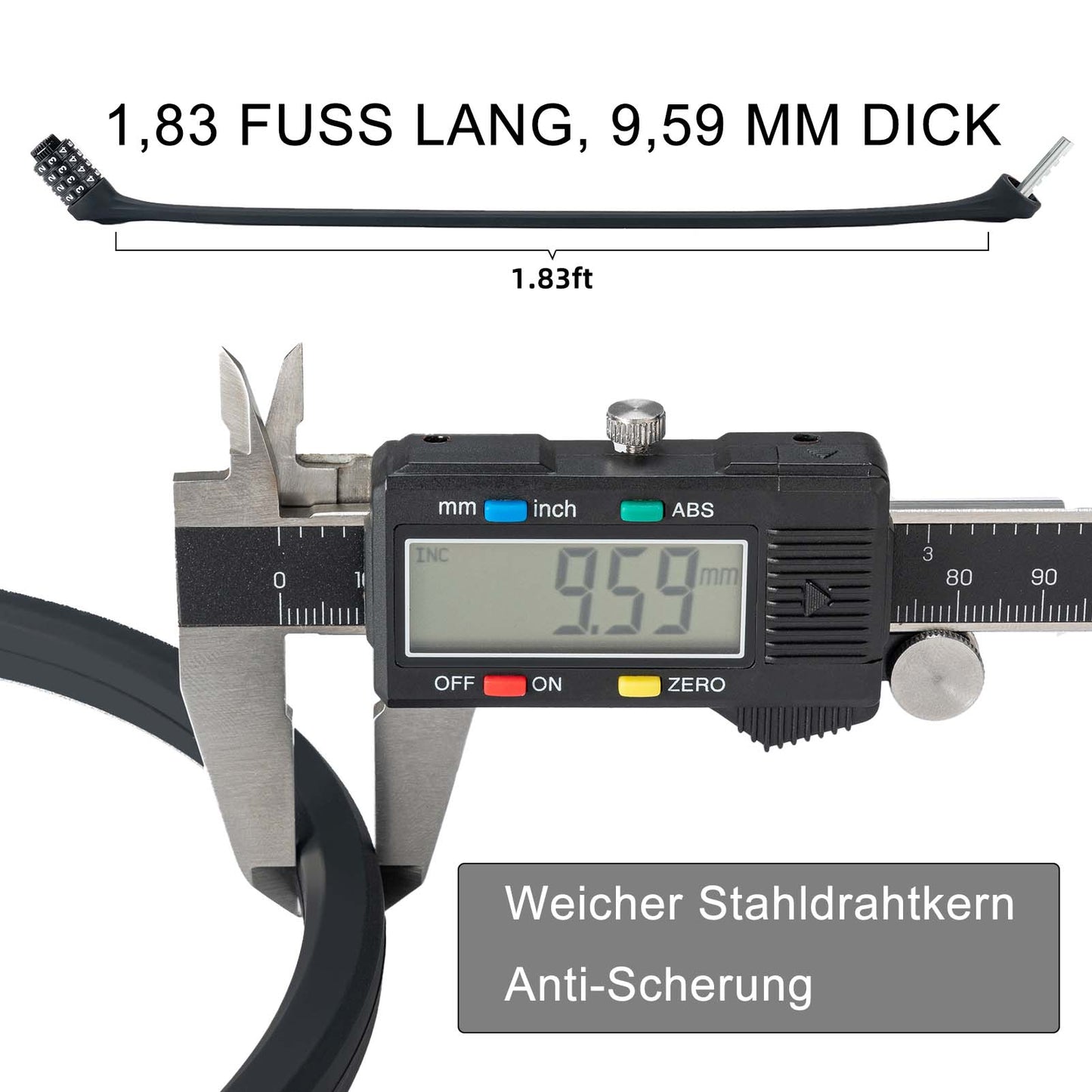 ROCKBROS Fahrradschloss mit 4-Stellig Zahlencode 65cm lang