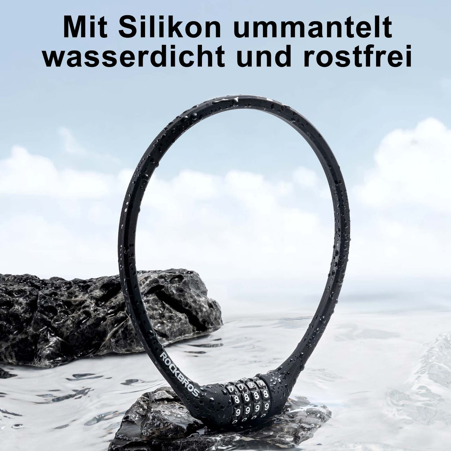 ROCKBROS Fahrradschloss mit 4-Stellig Zahlencode 65cm lang